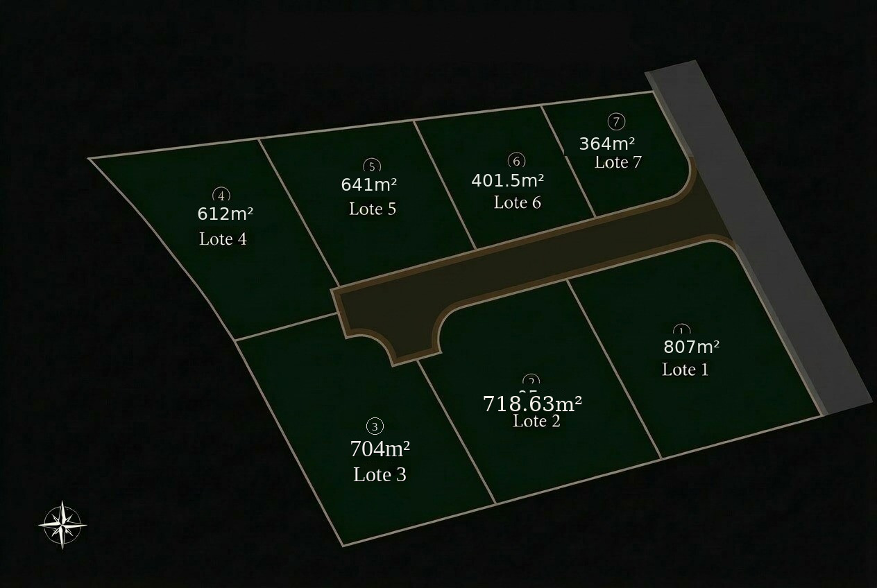 Masterplan Reserva Irazú: distribución y áreas de los 7 lotes